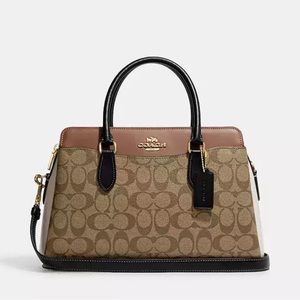 Coach Darcie Carryall In Colorblock Signature Canvas (sides are Coach orange)